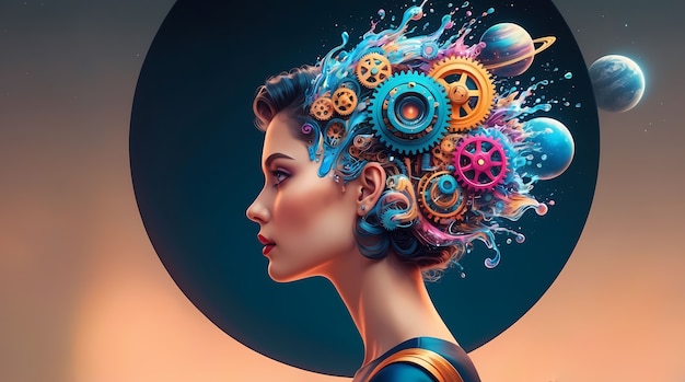 Free Photo representation of collective mind process and concept in digital art style