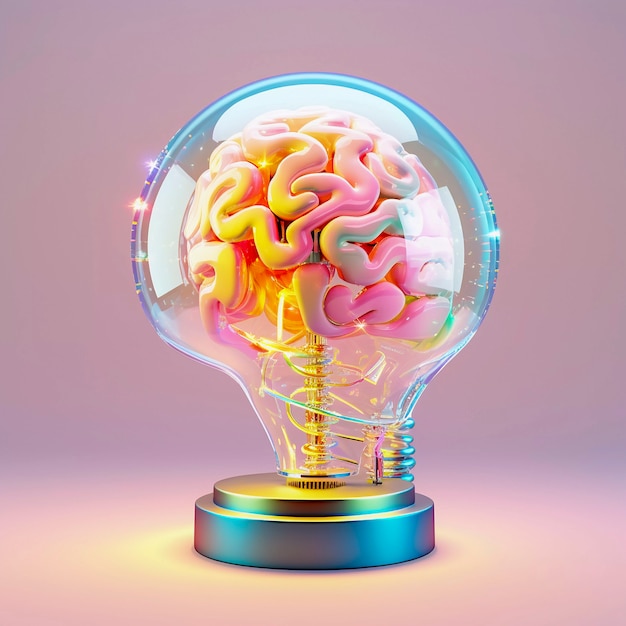 Free Photo representation of human brain in transparent glass display