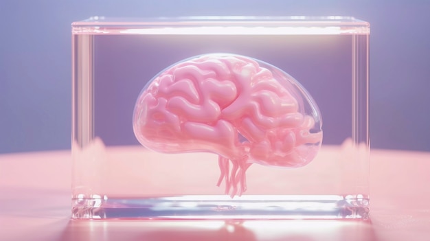 Representation of human brain in transparent glass display