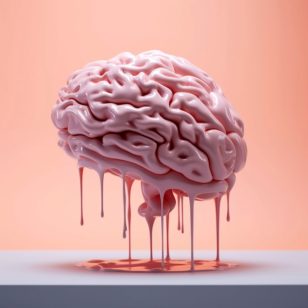 Representation of human brain with liquid drip effect