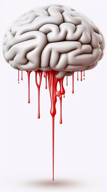 Representation of human brain with liquid drip effect