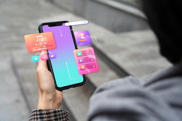 Free photo representation of user experience and interface design on smartphone
