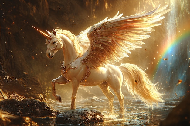 Free photo representation of winged horse mythical creature pegasus