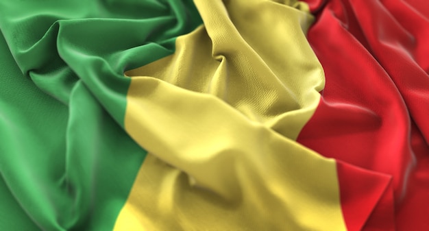 Free photo republic of the congo flag ruffled beautifully waving macro close-up shot