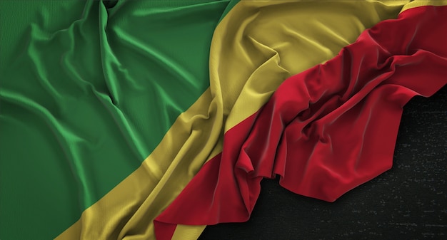 Free Photo republic of the congo flag wrinkled on dark background 3d render