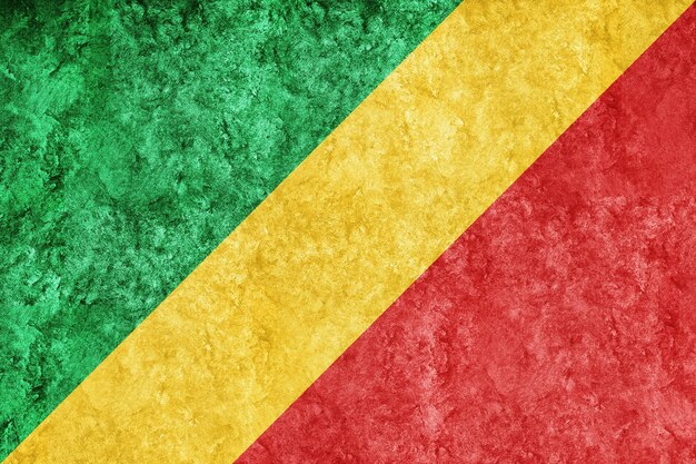 Republic of the Congo Metallic flag, Textured flag, grunge flag