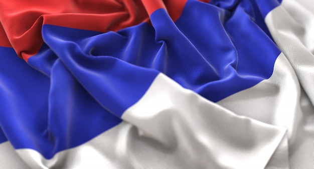 Free photo republika srpska flag ruffled beautifully waving macro close-up shot