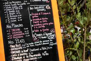 Free photo restaurant menu board in france