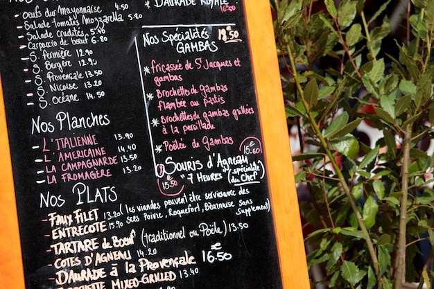 Free Photo restaurant menu board in france