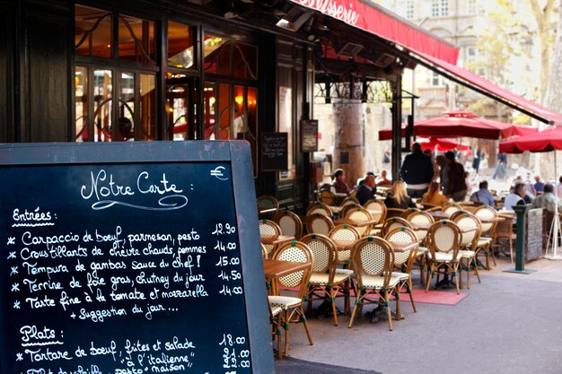 Restaurant menu on the street