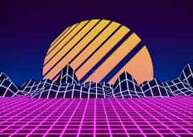 Free photo retro 3d shapes in vaporwave style