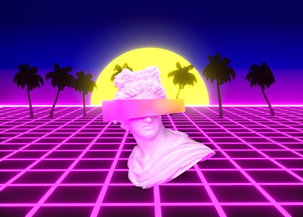 Free Photo retro 3d shapes in vaporwave style