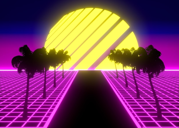 Free photo retro 3d shapes in vaporwave style