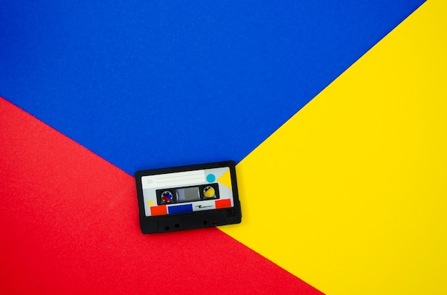 Retro cassette tape on vibrand background with copy-space