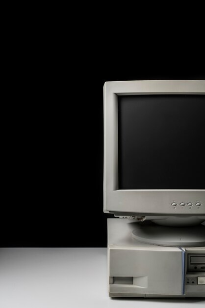 Retro computer and technology with monitor and hardware