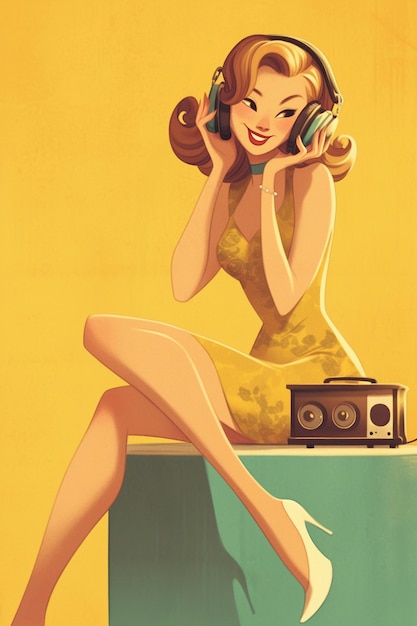 Free photo retro digital art illustration of person using radio technology