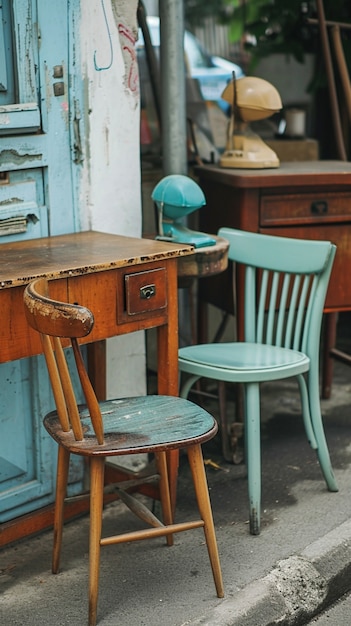 Free photo retro furniture being sold at a yard sale