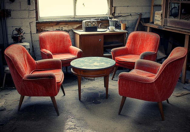 Free photo retro furniture being sold at a yard sale