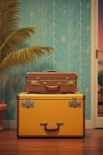 Retro luggage bags indoors