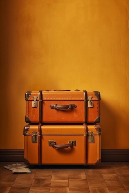 Free Photo retro luggage bags indoors