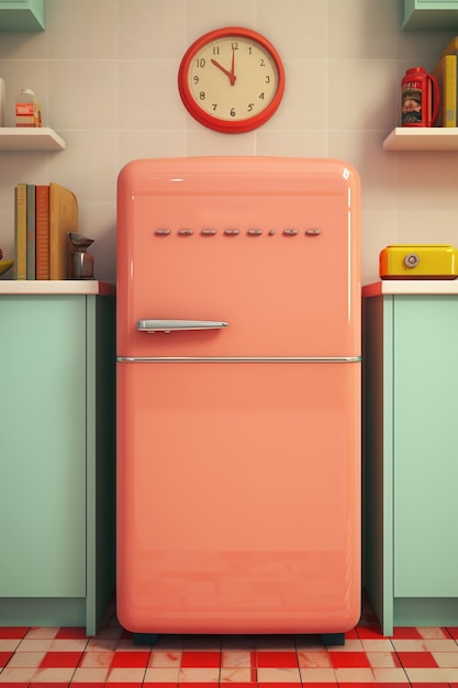 Retro refrigerator indoors