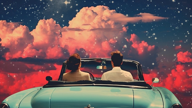 Free Photo retro sky collage design