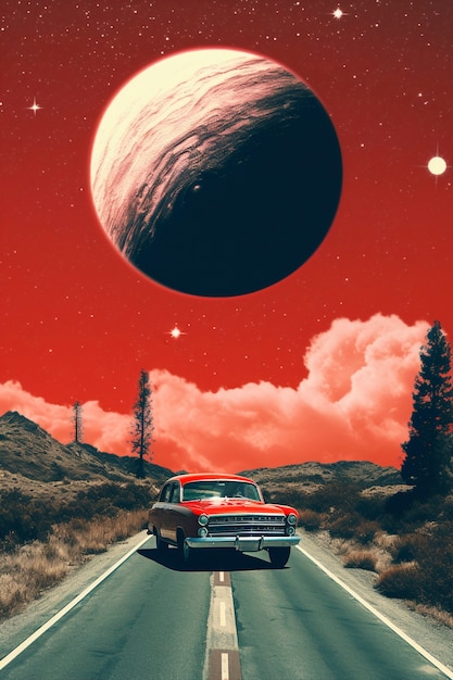 Free photo retro sky collage design