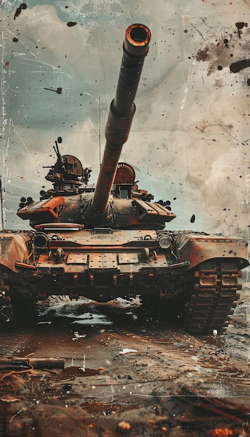 Free photo retro style view of combat tank vehicle during war time