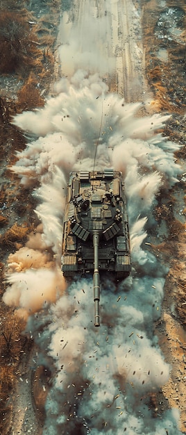 Free photo retro style view of combat tank vehicle during war time