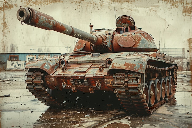 Free photo retro style view of combat tank vehicle during war time