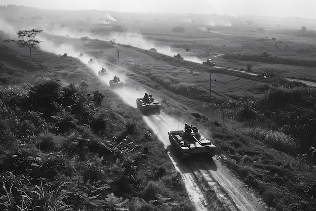 Free photo retro style view of combat tank vehicle during war time