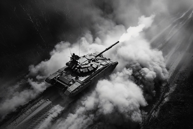 Free photo retro style view of combat tank vehicle during war time