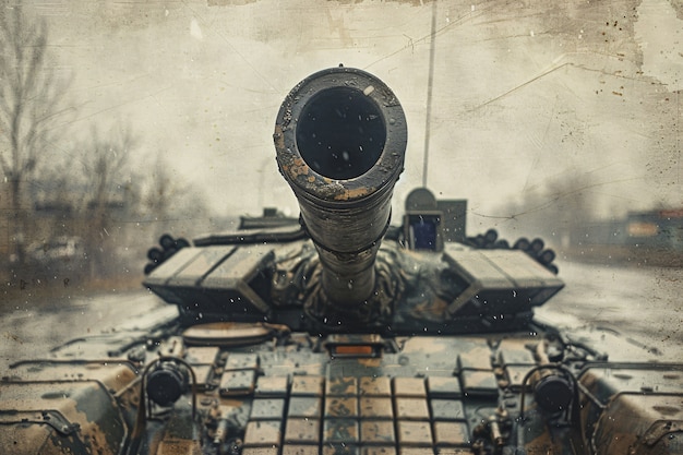 Free Photo retro style view of combat tank vehicle during war time