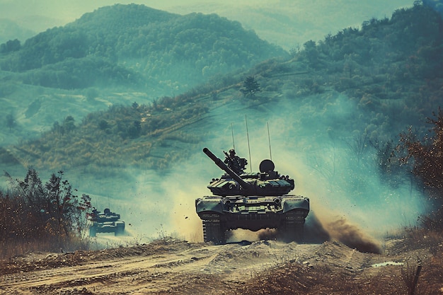 Free Photo retro style view of combat tank vehicle during war time