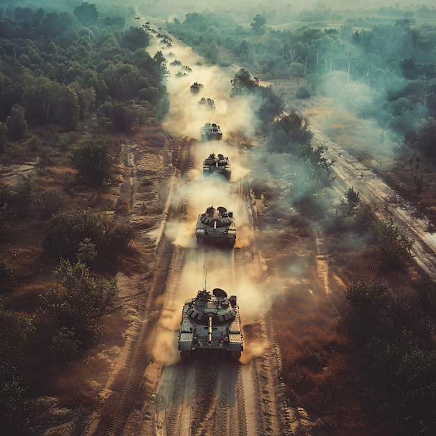 Free Photo retro style view of combat tank vehicle during war time