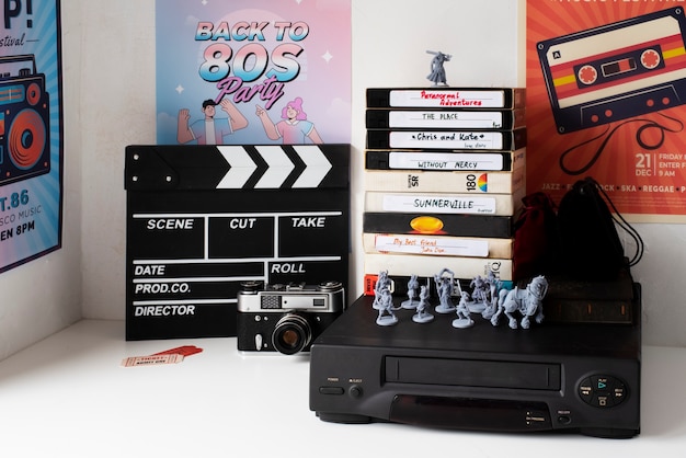 Free photo retro vhs packaging arrangement