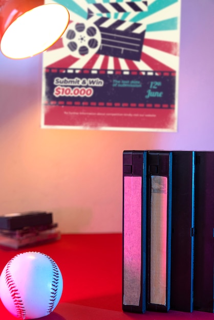 Free Photo retro vhs packaging  indoors