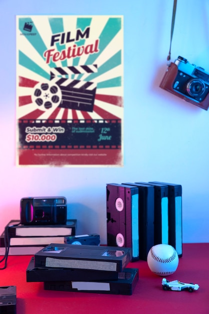 Free photo retro vhs packaging  indoors