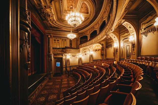 Retro world theatre day scenes with a incredible view of a royal theatre