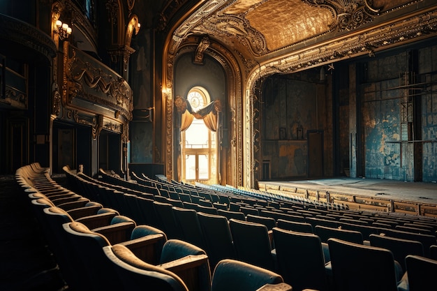 Free Photo retro world theatre day scenes with seats and a scenary