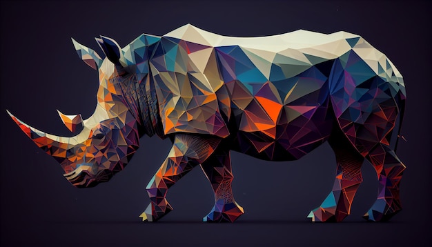 Free photo a rhinoceros is depicted in a low poly style.