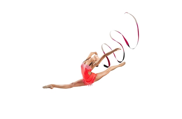 Rhythmic gymnast isolated on white