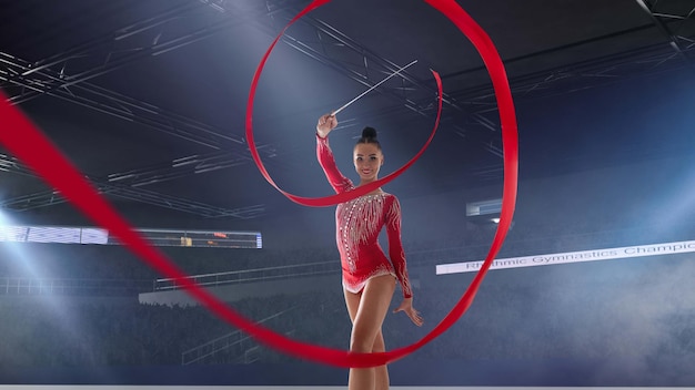 Rhythmic gymnast in professional arena