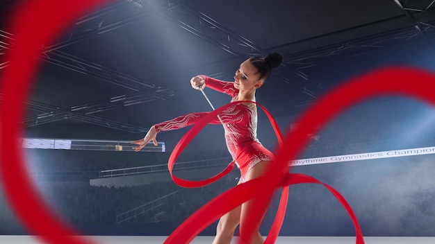 Rhythmic gymnast in professional arena