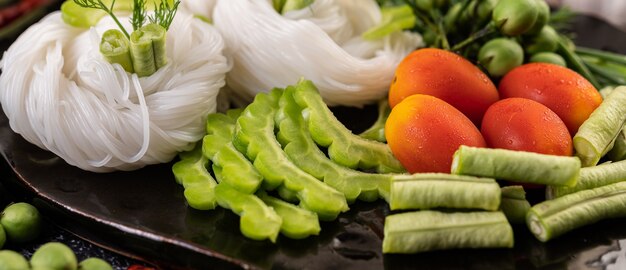 Rice Noodles and Side Dishes.