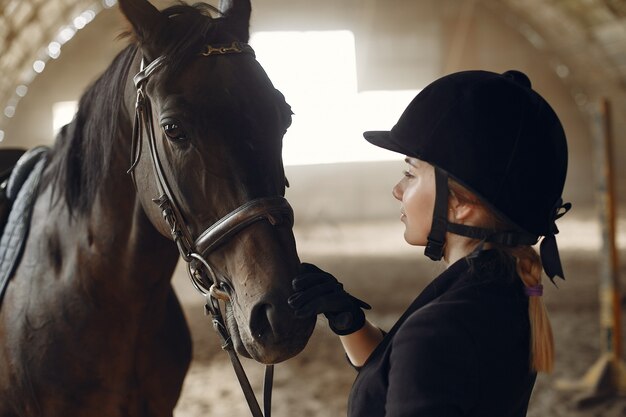 Rider trains with the horse