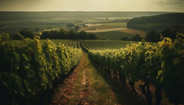 Free Photo ripe grapes in vineyard ready for harvesting generated by ai