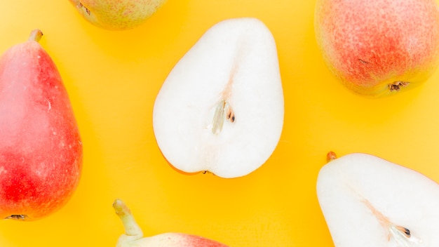 Ripe red pears with seeds