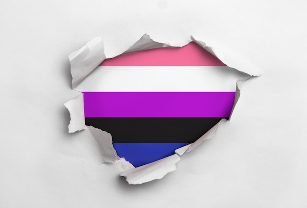 Ripped paper with flag Genderfluid