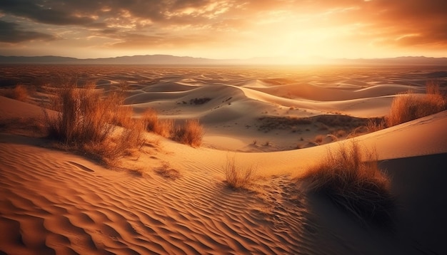 Rippled sand dunes in majestic African landscape generated by AI